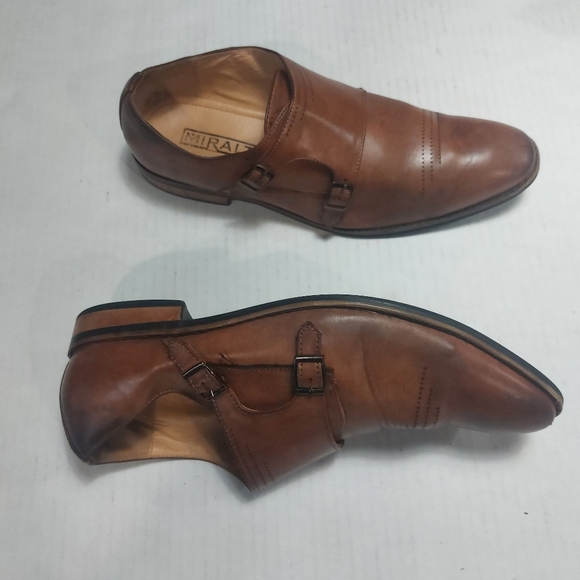Miralto Double Monk Strap Dress Shoes, Men\'s Leather Cognac Size 12